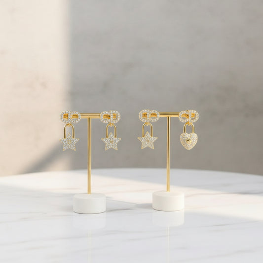 CD diamond charm earrings 🤍